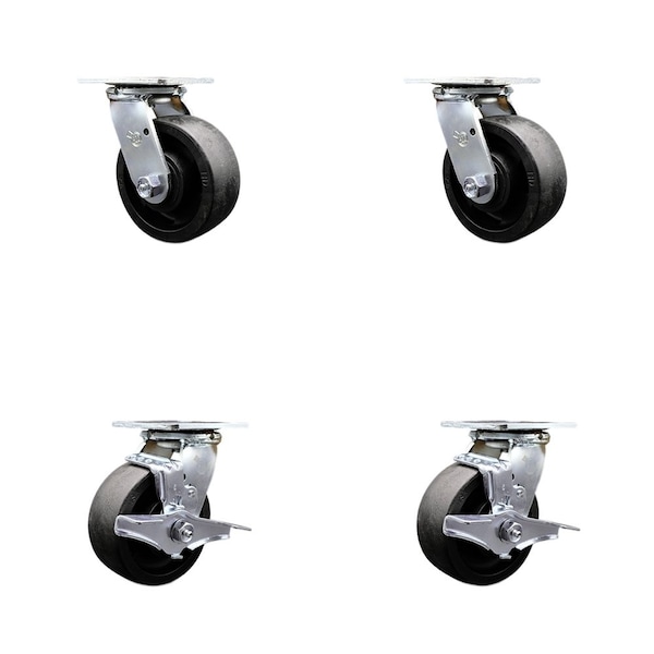 Tool Box Caster Wheel Set 5'' Glass Filled Nylon Swivel Casters, 4PK